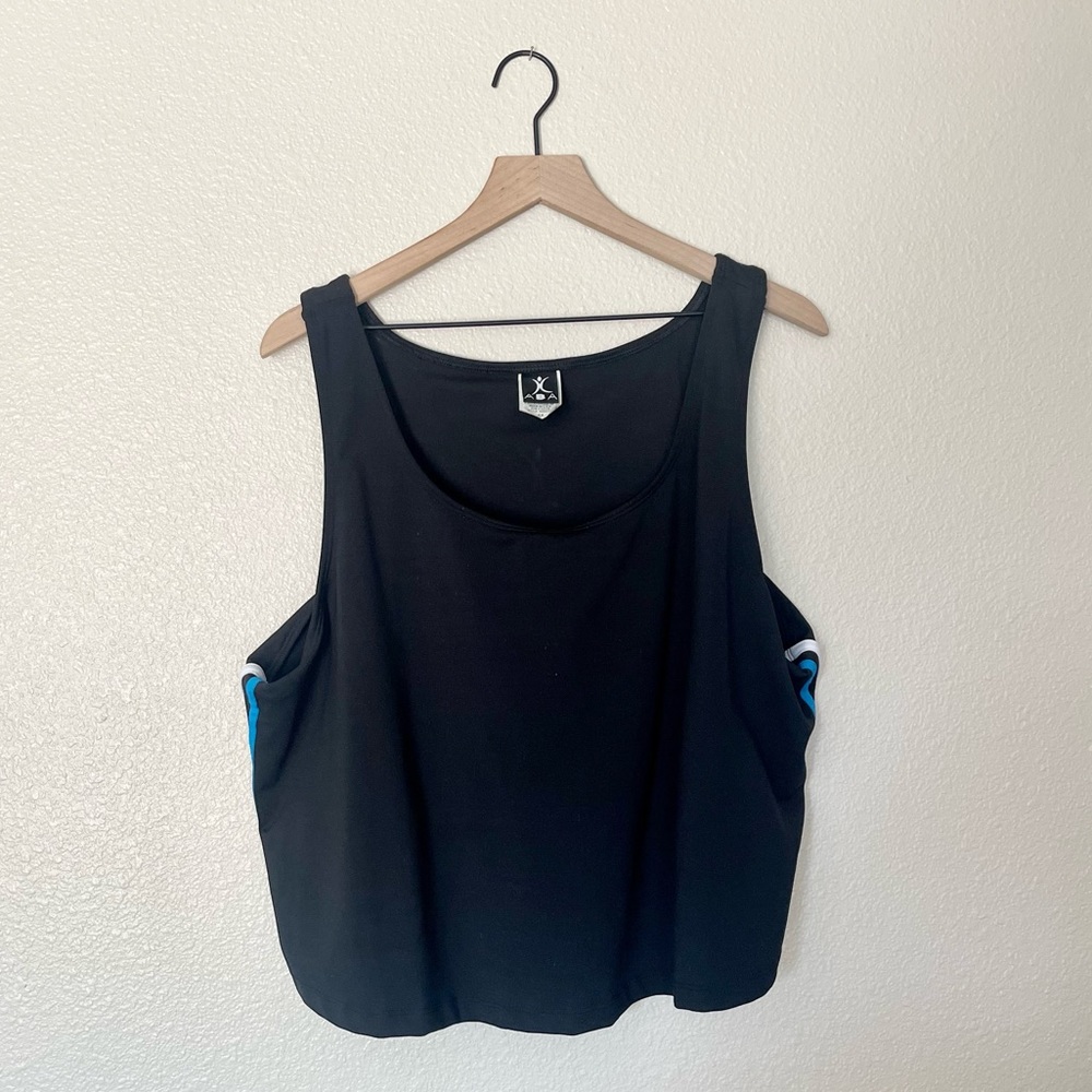ABA • Black with Blue Detail Vintage Styled Athleisure Tank Top Size 4X
